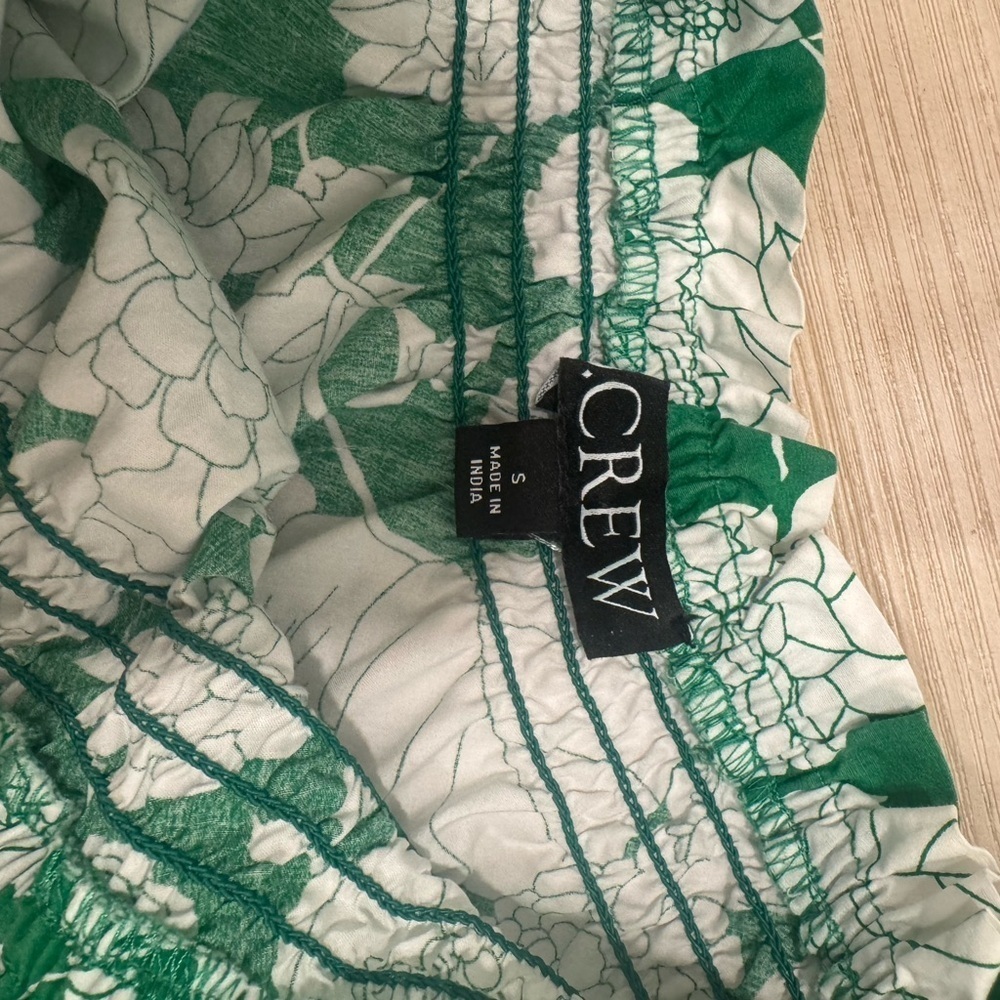 J. Crew Women’s Green Floral One-Shoulder Blouse Size Small - Picture 3 of 3